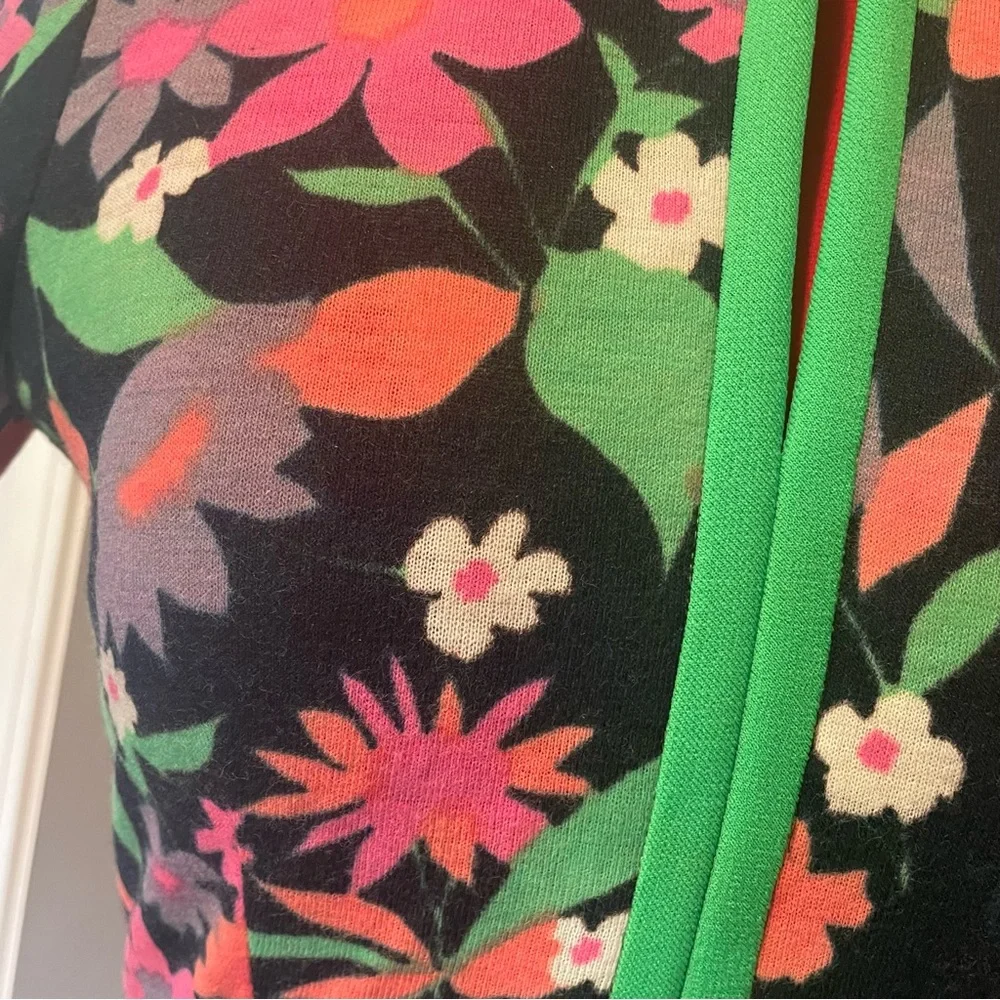 Vintage 60s/70s Keram NY Mod Floral Long-sleeve Mini Dress With Slit Neck - Picture 9 of 16